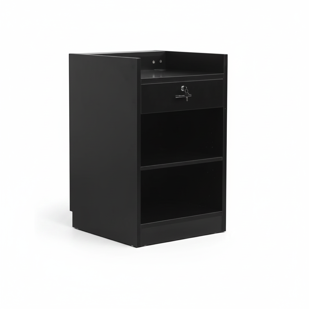 MADS Narrow Shop Counter, Black B 60 - Grooved Front Panel