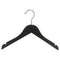 Wooden hanger, solid, flat, junior, with notch and without bar, black, 32 cm