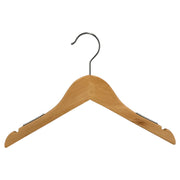 Wooden hanger, solid, flat, junior, with notch and without bar, natural, 32 cm