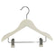 Wood hanger, solid, flat, junior, with clip, white, 32 cm