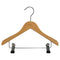 Wooden hanger, solid, flat, junior, with clamp, natural, 32 cm