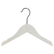 Wooden hanger, solid, flat, baby, with notch and without rod, white, 27 cm