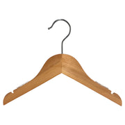 Wooden hanger, solid, flat, baby, with notch and without bar, natural, 27 cm