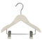 Wooden hanger, solid, flat, baby, with clamp, white, 27 cm
