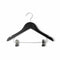 Wooden hanger, solid, flat, baby, with clamp, black, 27 cm