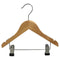 Wood hanger, solid, flat, baby, with clamp, natural, 27 cm
