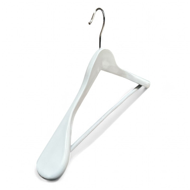 Solid wood jacket hanger with non-slip trouser bar – white, 2nd quality, 45 cm