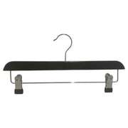 Trousers hanger, wood, with strong clips, black, 35 cm