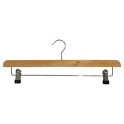 Trousers hanger, wood, with strong clips, natural, 45 cm