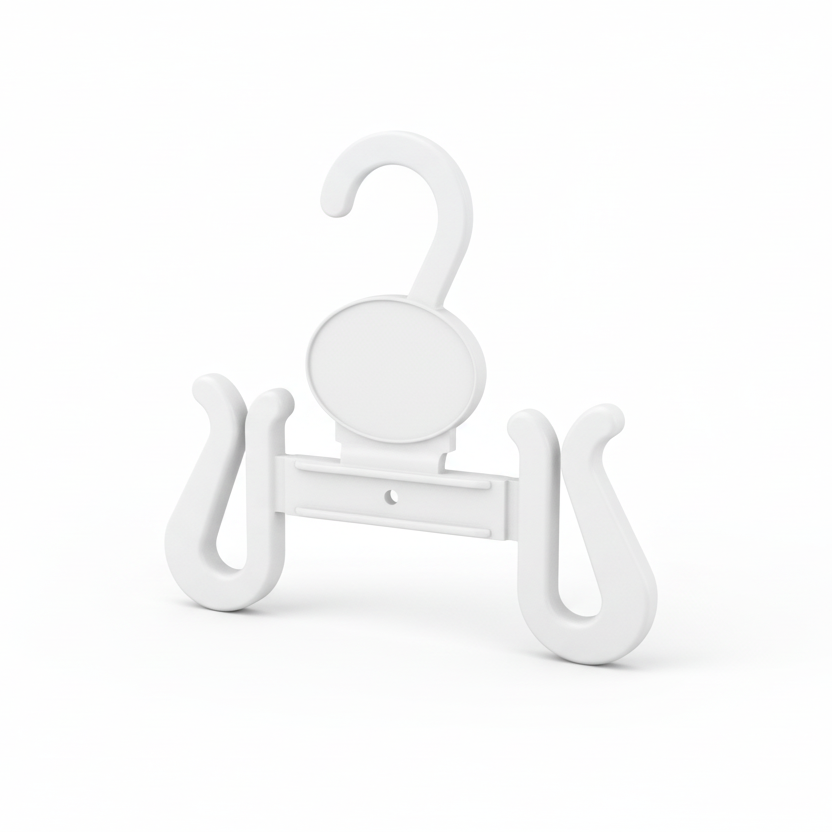 Shoe hanger, white, W12 cm x H11 cm, LOGO/ price plate 4 x 3 cm.