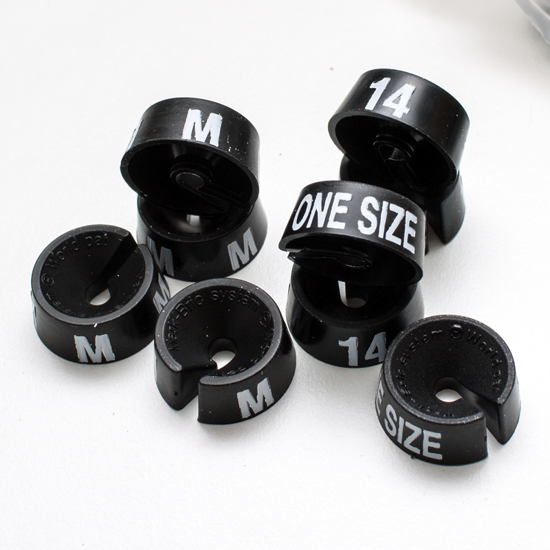 Size tags - Black - 25 pcs per bag. Choose size