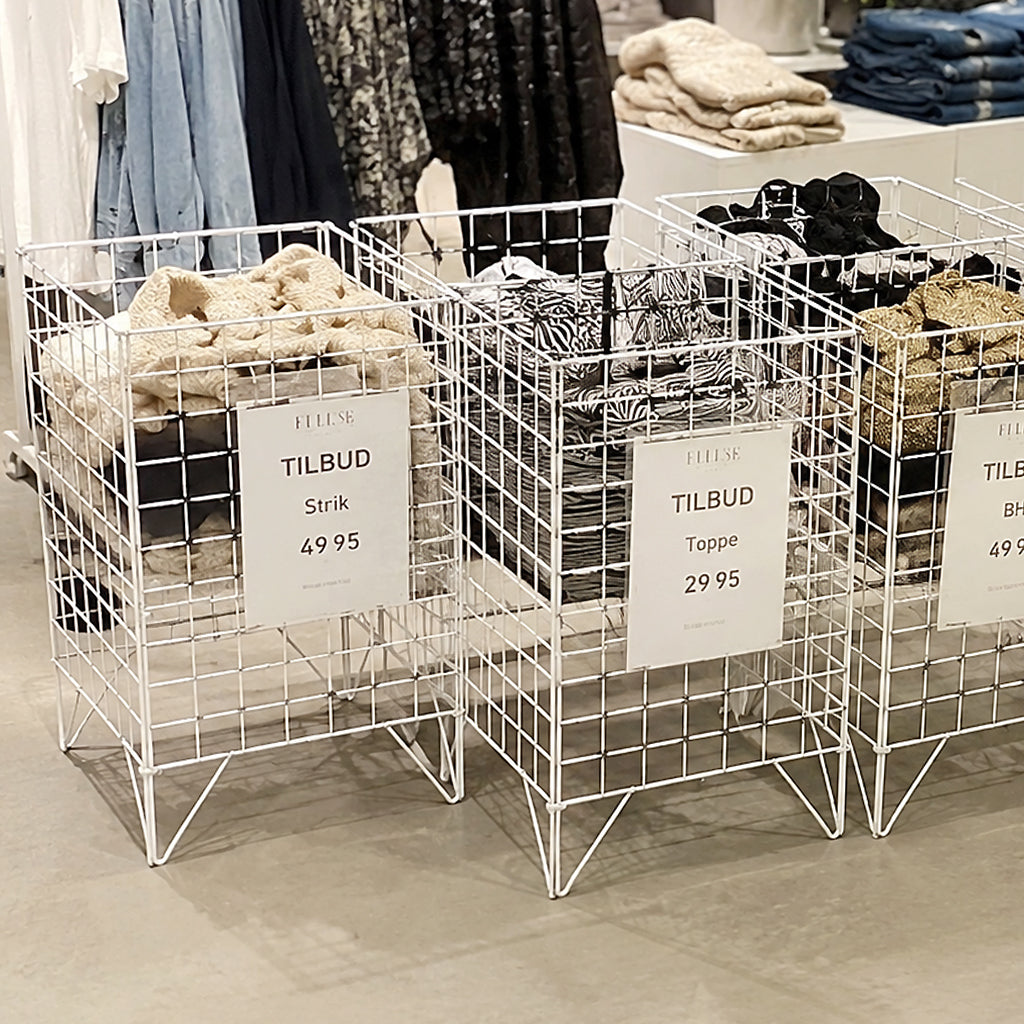 Nancy I sales basket with adjustable base – white, 42 x 42 x H75 cm
