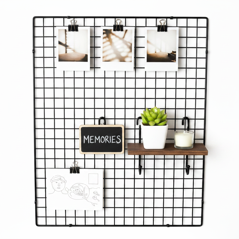 Decorative grid, black, 90 x H120 cm. Double frame for hanging on wall or ceiling