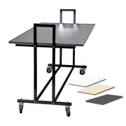 Sales table, L10, with dark gray tabletop, black, 155 x 74 x H90 cm.