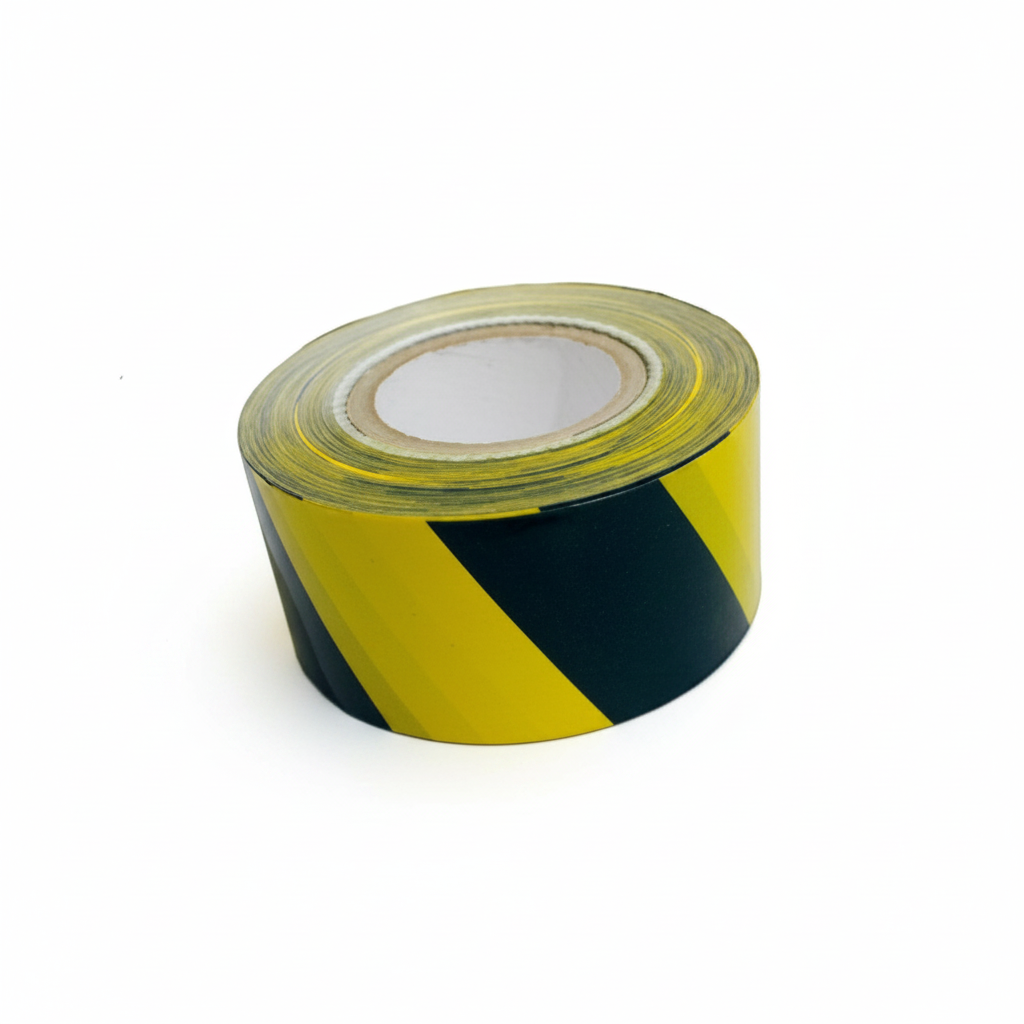 Barrier tape - black / yellow striped - 250 mtr.