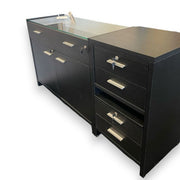 Flexia disk set, black, module with glass top and 4 drawers.