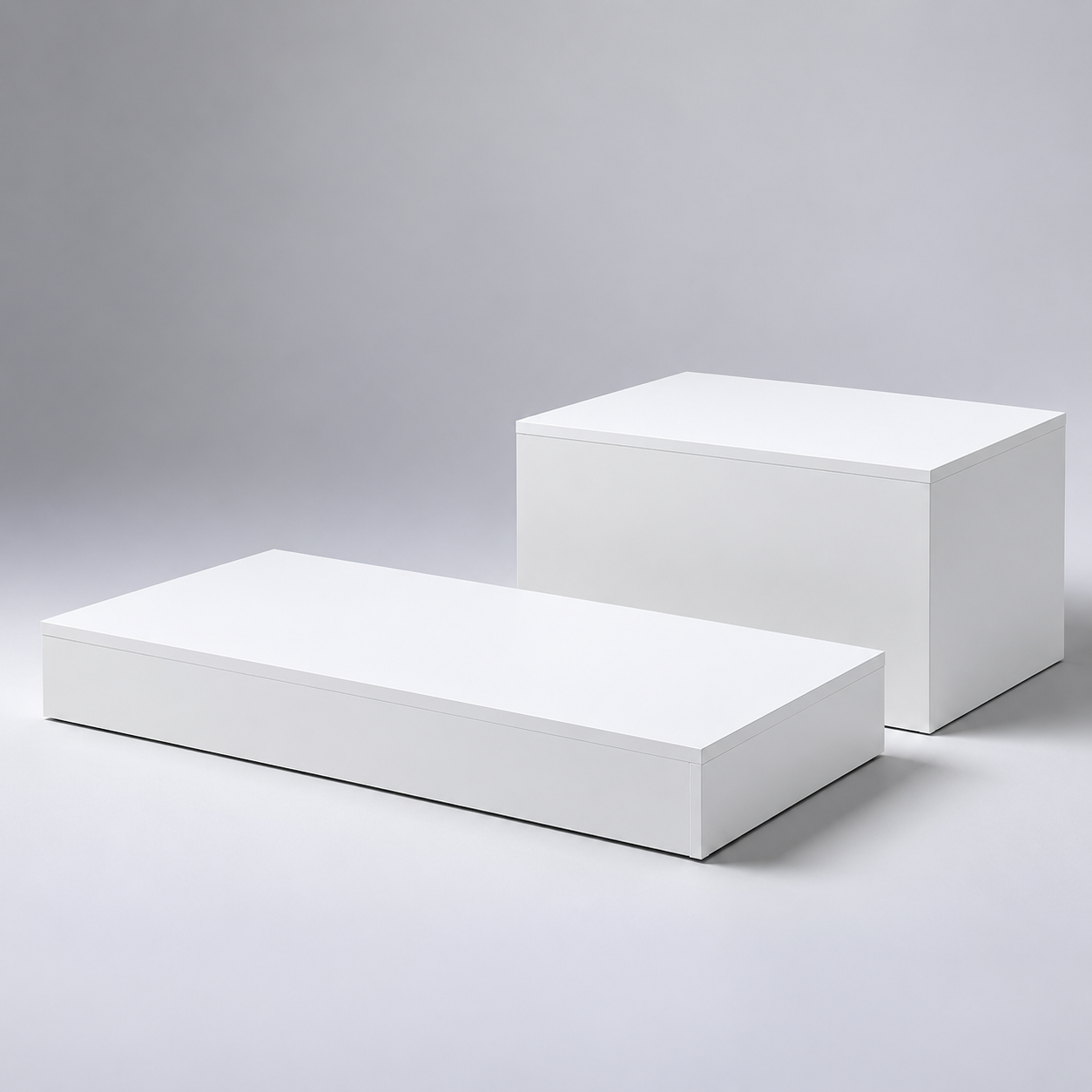 Podium set for mannequins, set of 2 pieces, white. Low
