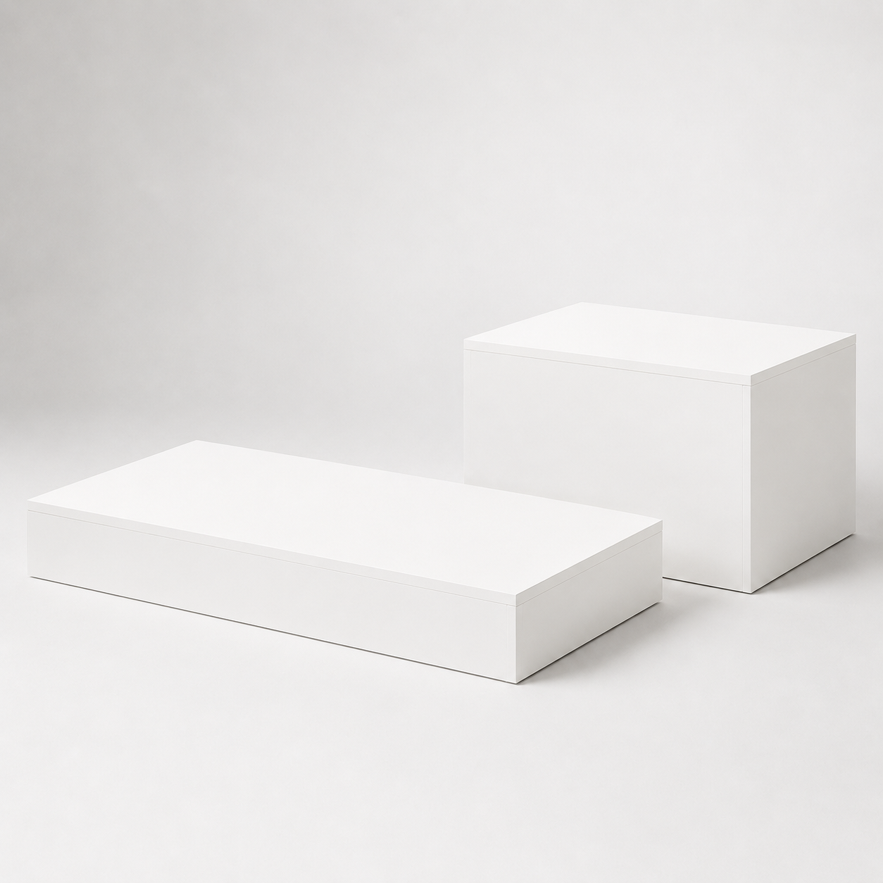 Podium set for mannequins, set of 2 pieces, white. Low