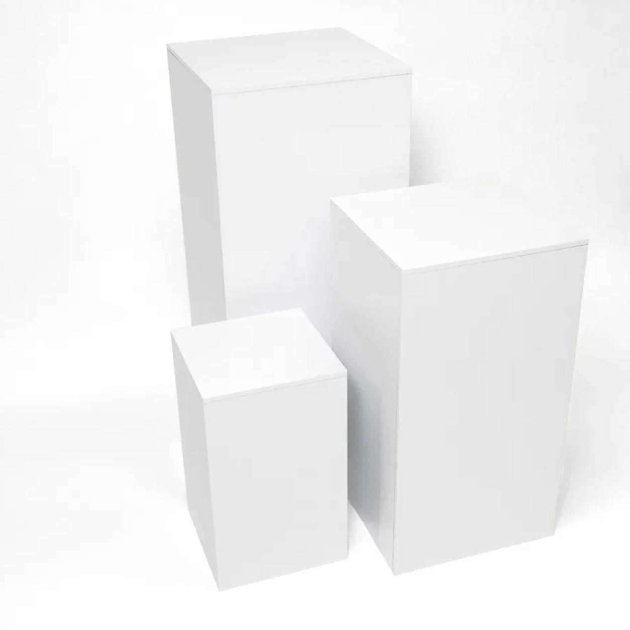 Display risers, set of 3, white melamine