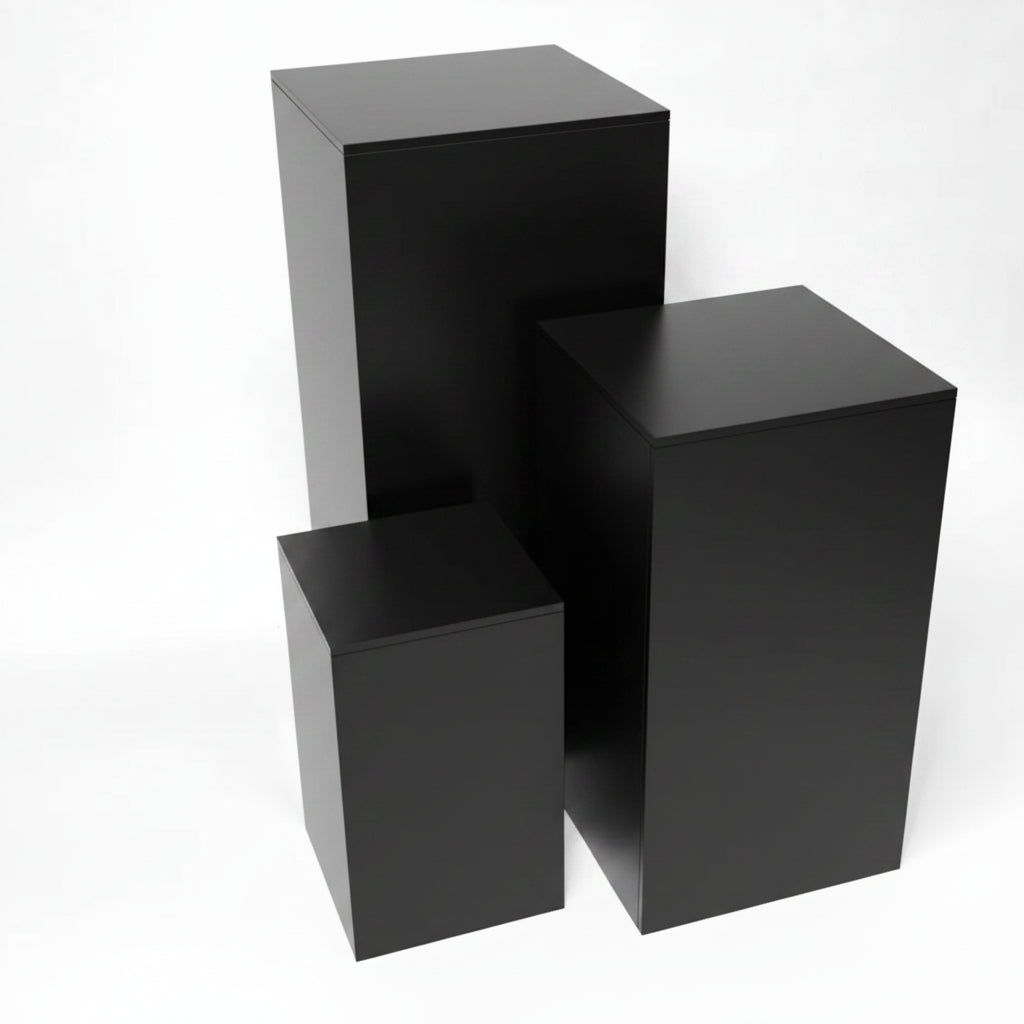 Podiums, set of 3 pieces, black melamine.