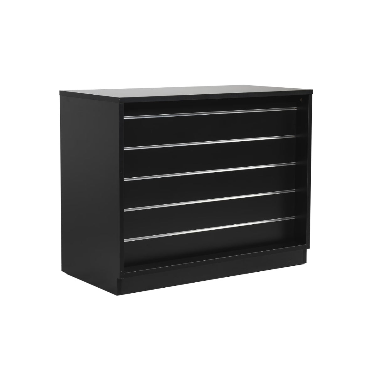 MADS Wide Store Counter, Black. B 120 - Grooved Panel Front