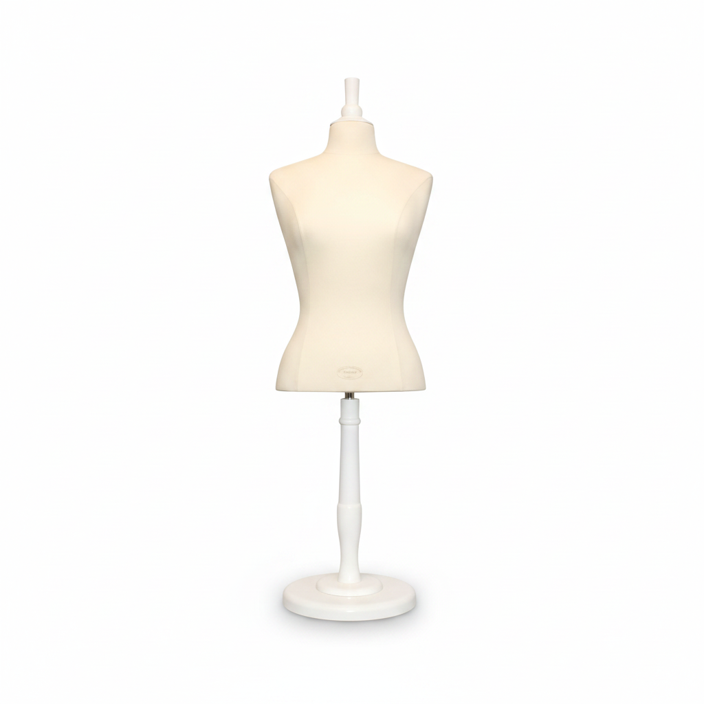 French women's mannequin, S, short torso, low round base, white