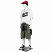 Teenage mannequin. White with head, face and sculpted hair. Boy, 16 years old. Standing upright