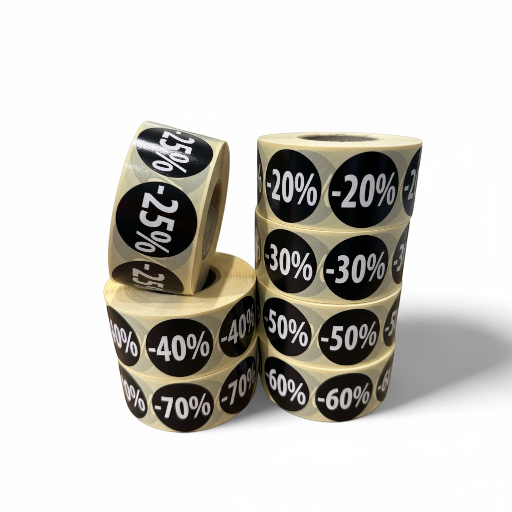 Black labels w/ percent - 1,000 pcs. Choose percent