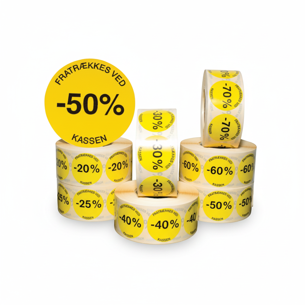 Yellow labels w/ percent - 1,000 pcs. Discount tags - Select percent