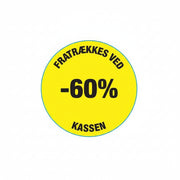 Yellow discount sticker 60%. Roll of 500 pcs. Ø 30 mm.