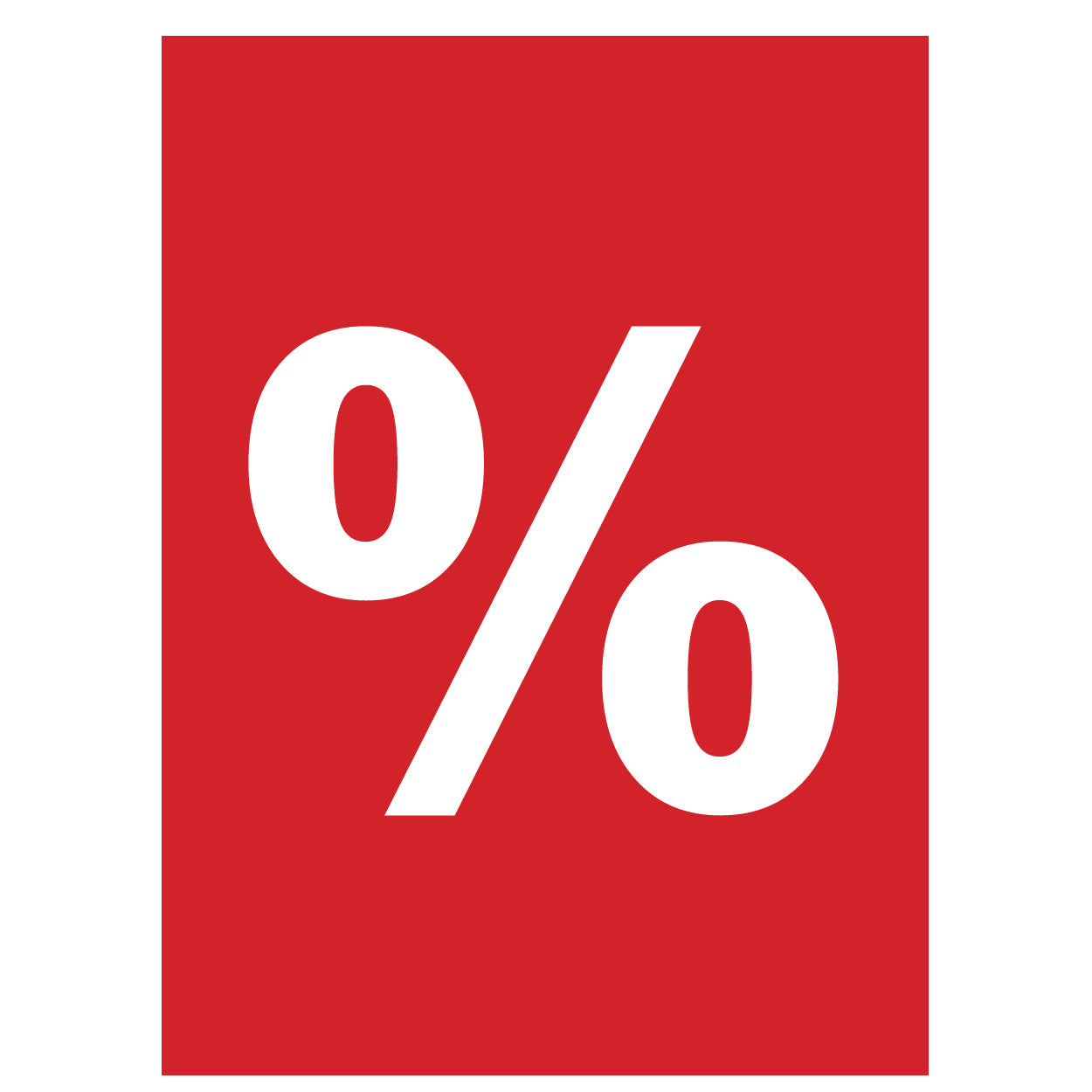 Poster. %, red with white print, 50 x 70 cm