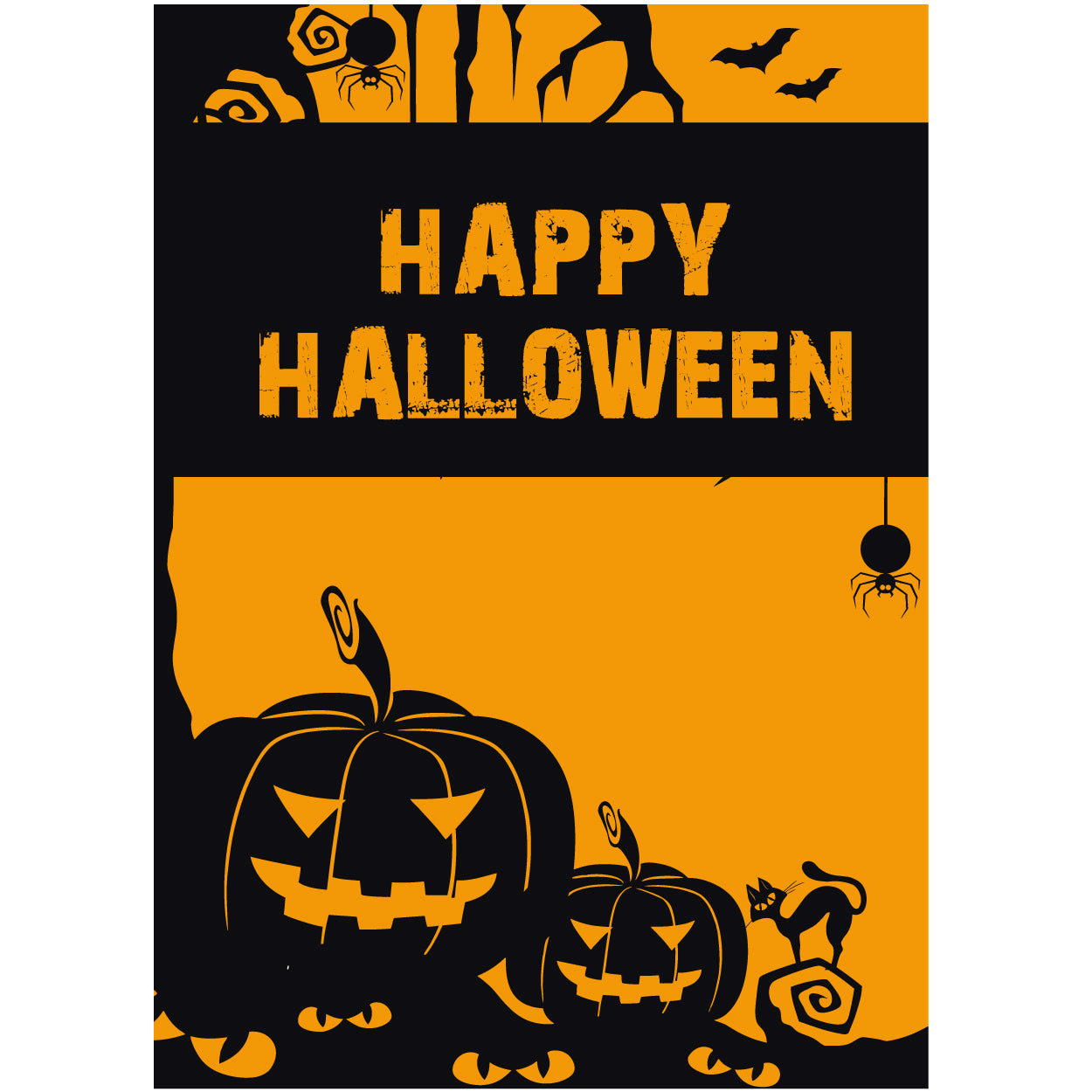 Poster. Halloween, orange with black print, 50 x 70 cm