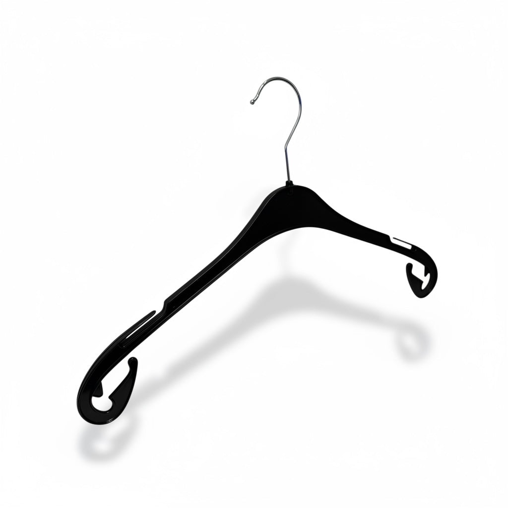Plastic hanger, Adult, thermoformed, black. BULK, 43 cm. 550 pcs.