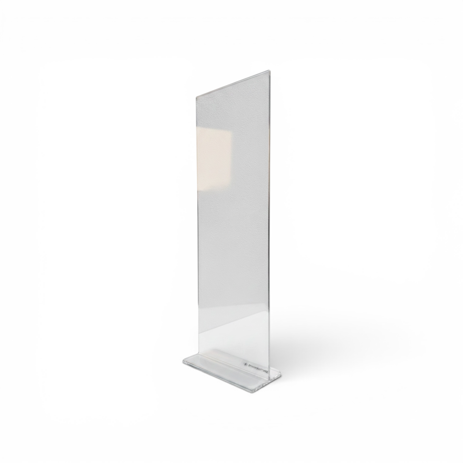 Sign holder, ½ A4 high, straight for tabletop, acrylic