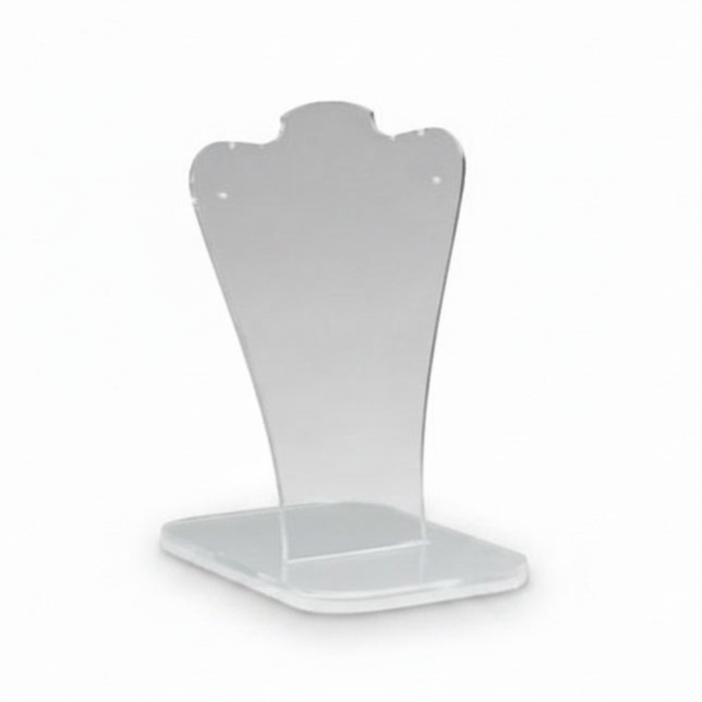 Necklace display on stand. H 22 cm. Acrylic. Bust form