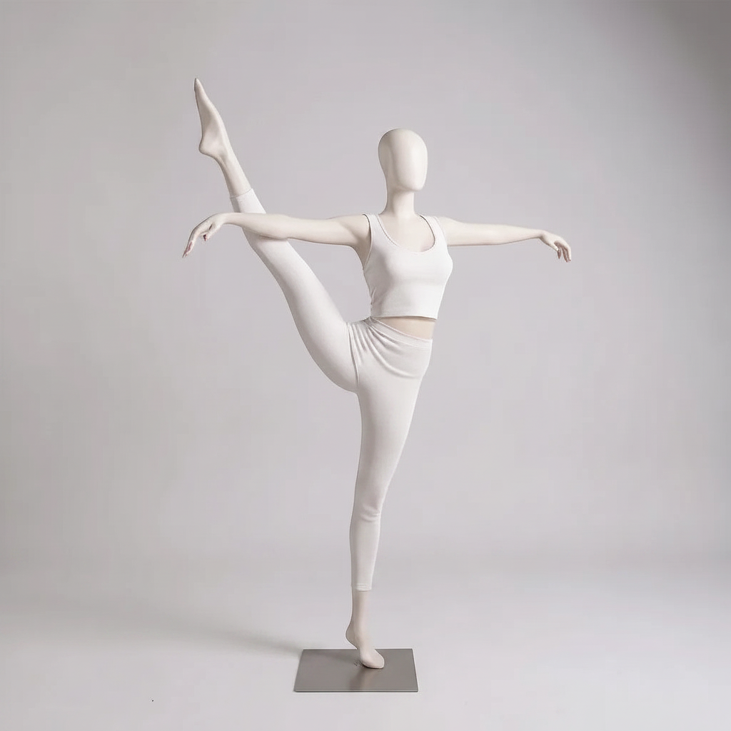 Yoga female mannequin, fitness/yoga - white. One leg