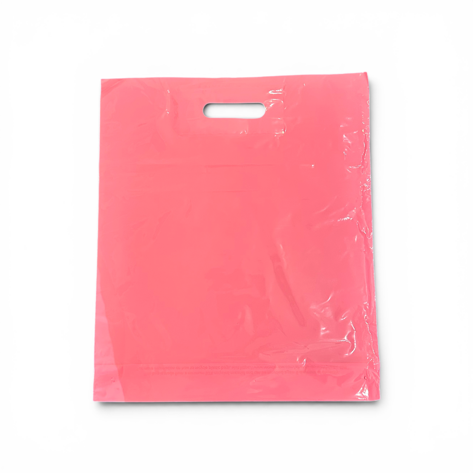 Plastic bag, medium, pink, pack of 100 pcs., 45 micron, W 39 × D/BF 10 × H 45 cm, reinforced handles