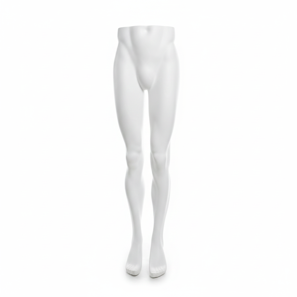 Male torso, legs - white. Metal base plate. Mannequin lower part