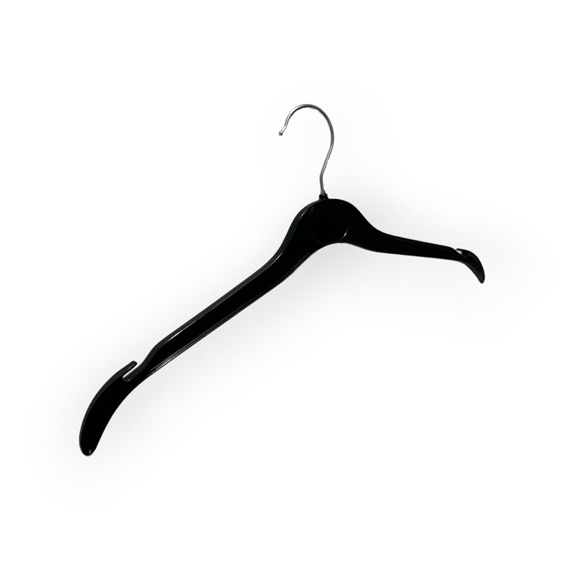 Plastic hanger with notch, no bar, black, 41 cm - 10 pcs. Pack of 10. Unit price. Lightweight discount.