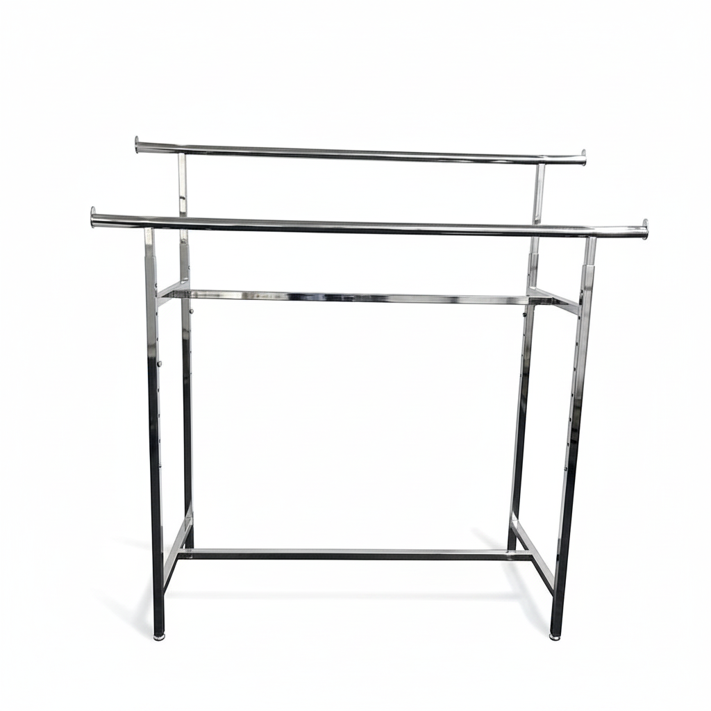 Twin, double rack, height-adjustable, chrome, W150 x H122-170 cm