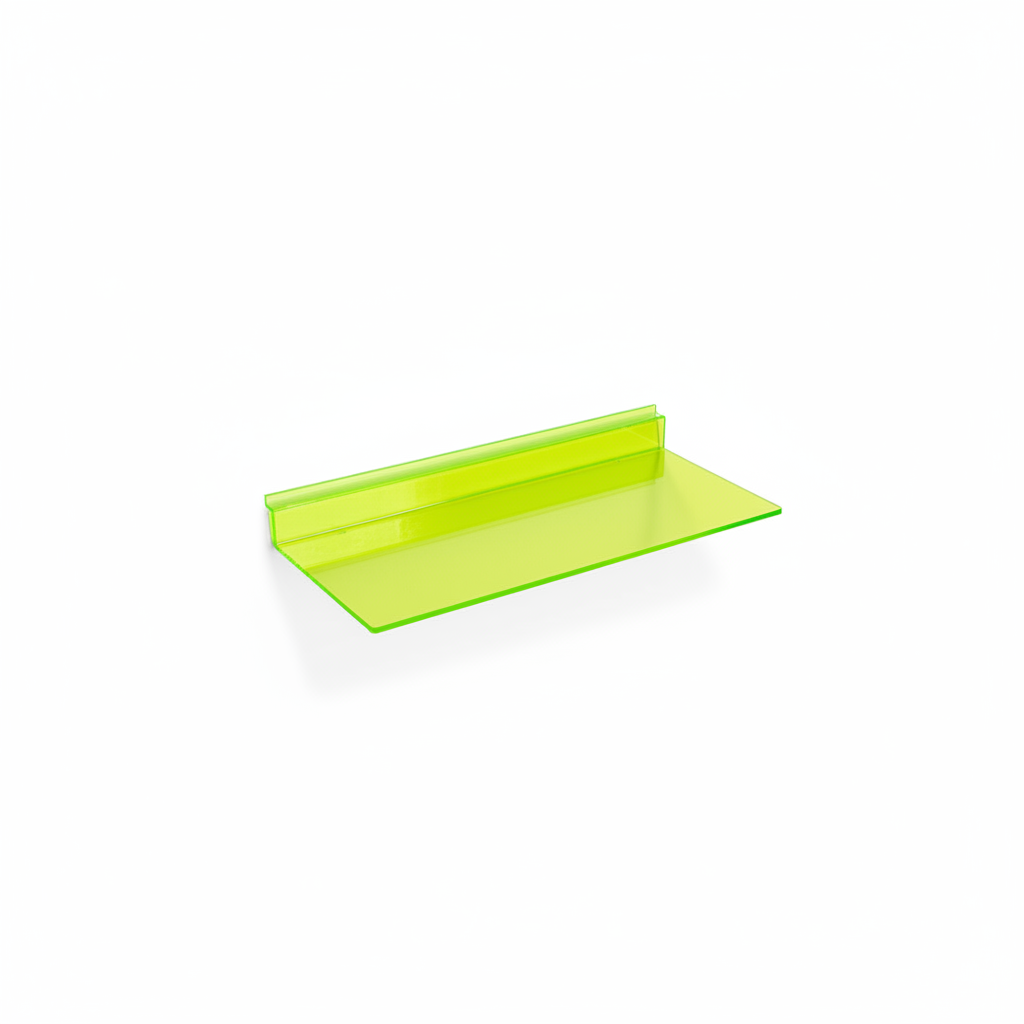 Shoe shelf neon green / grooved panel.