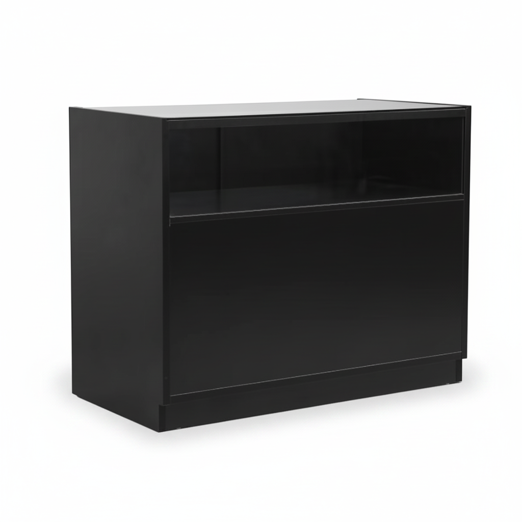 MADS retail counter with 1/3 glass panel, black. B 120