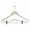 Wooden hanger, solid, flat, adult, with clips, white, 12 mm thick, 45 cm