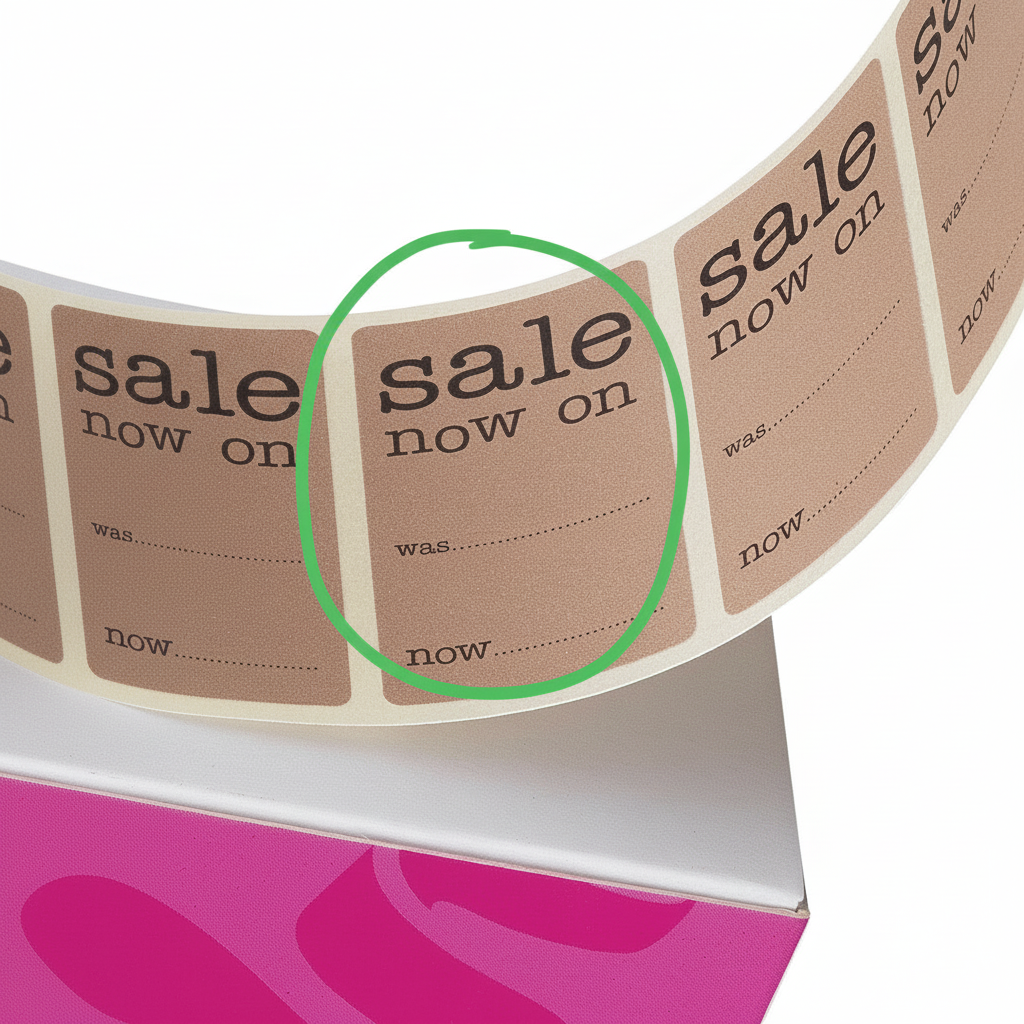 Labels, Sale now on, 2.5 x H4.4 cm, roll of 500 pcs.