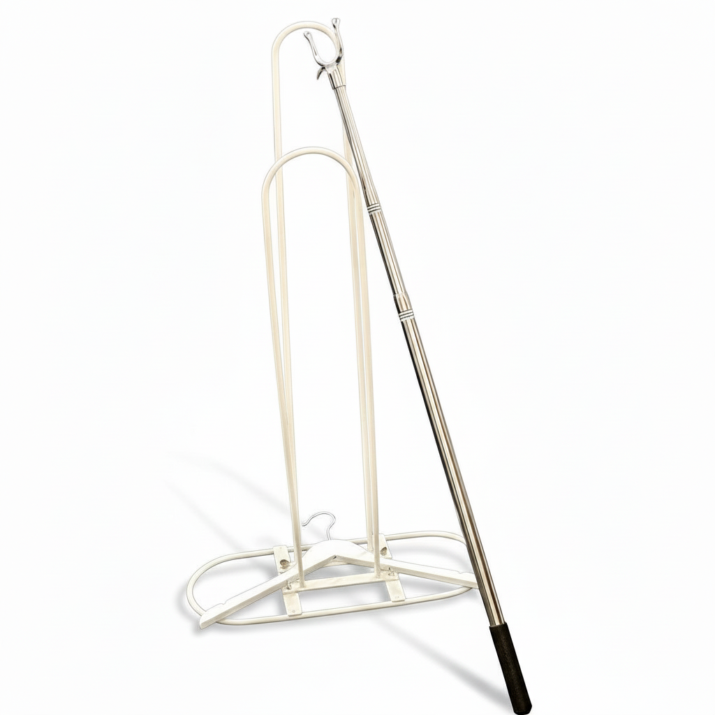 1 hanger catcher and 1 hanger stand in white