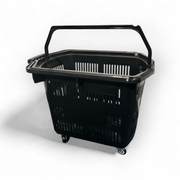 Shopping cart 55 liters with pull handle and wheels.