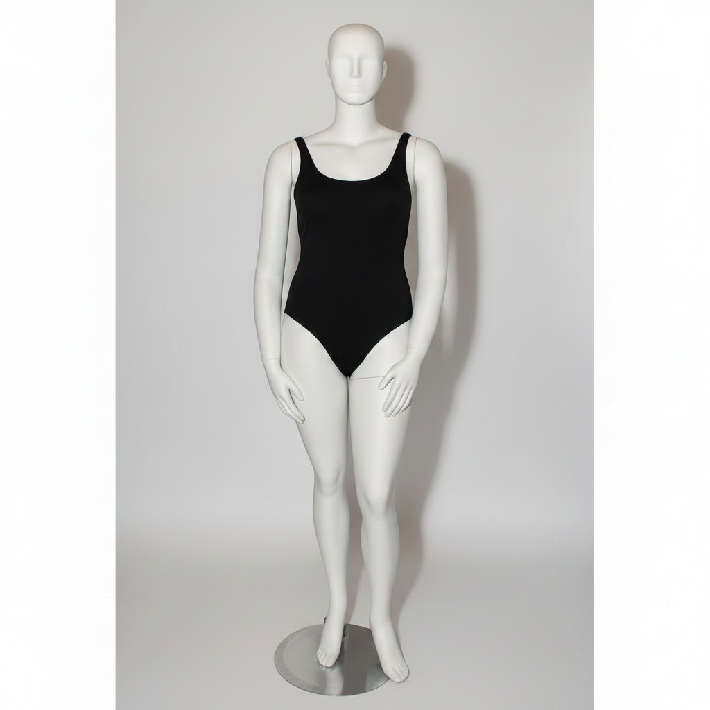 XL female mannequin with head. Curved