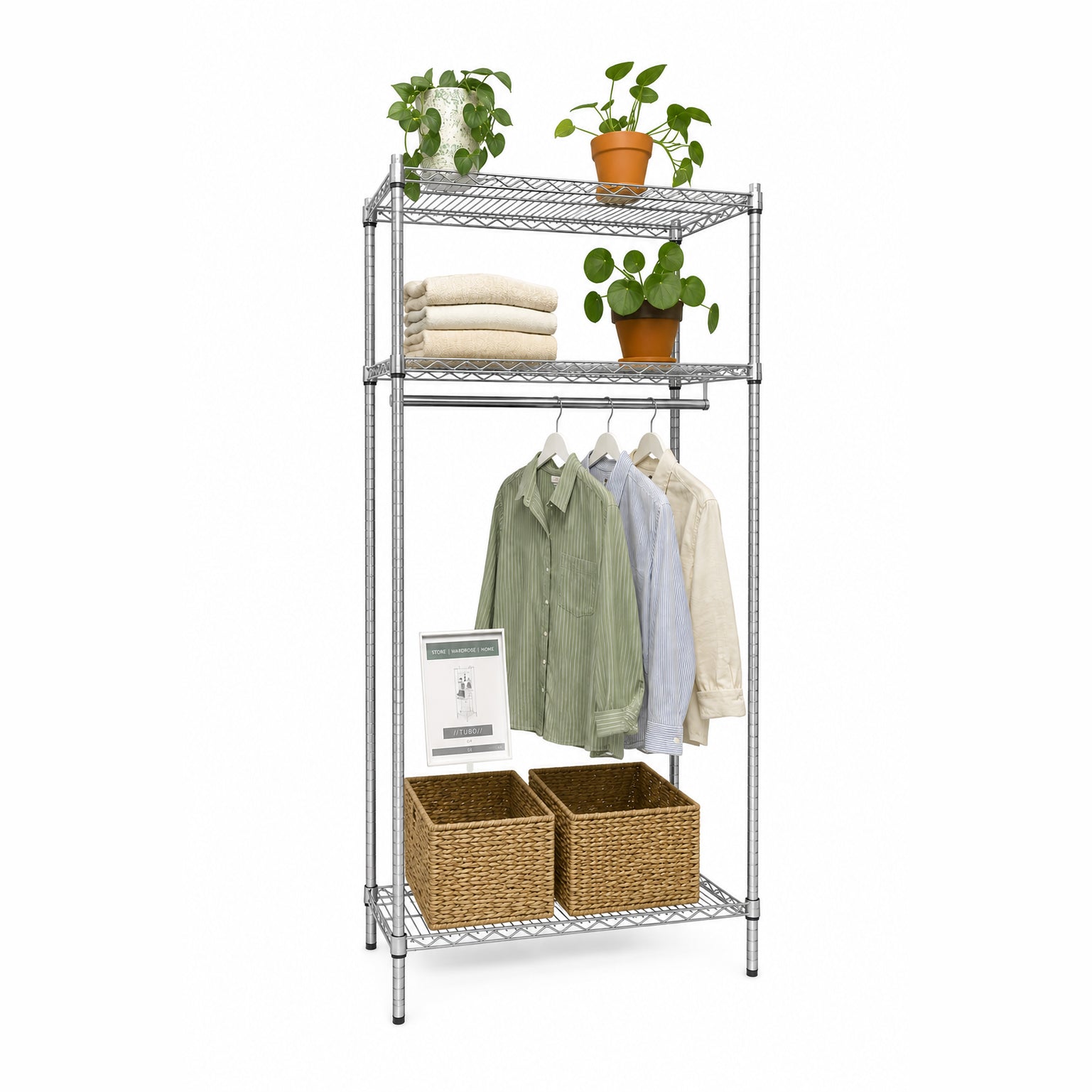 Wardrobe Shelf - TUBO (W 91 x D 46 x H 220 cm.) - Chrome