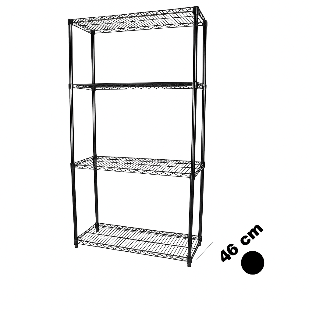 Shelf - TUBO (W 122 x D 46 x H 220 cm.) - Black, light finish