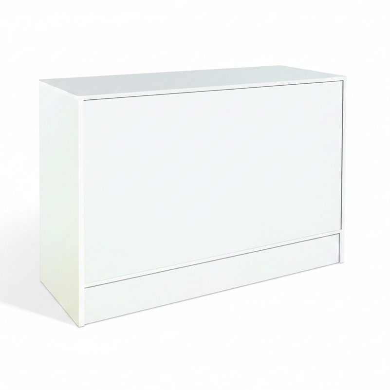 Slimline Disk, closed module, with 3 shelves, white, W122 x D46 x H96 cm assembled. 2 Sorting, scratches and scuffs.